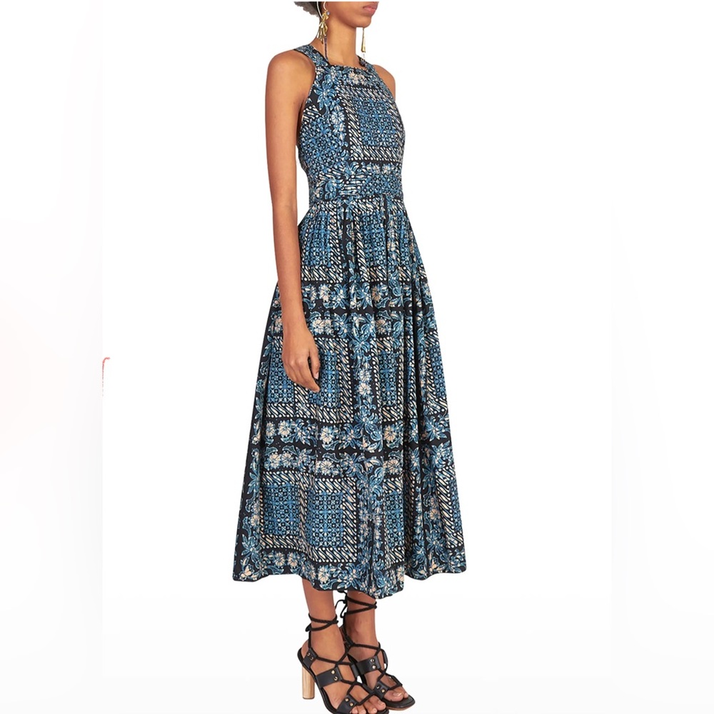 NWT Ulla Johnson Kerani Dress Azure cross back maxi beautiful azure blue print